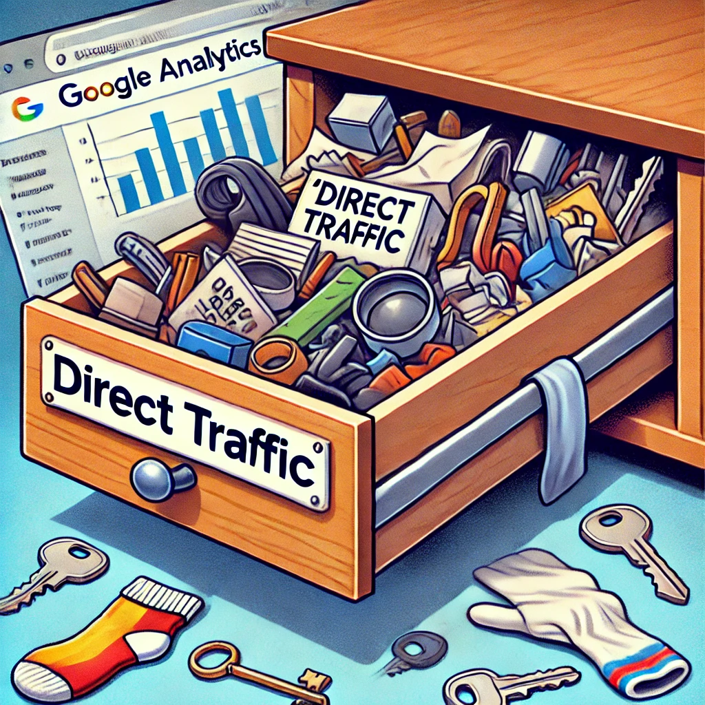 image reflecting the fact that Google Analytics uses its Direct Traffic category as a junk drawer, storing all sorts of misunderstood traffic sources