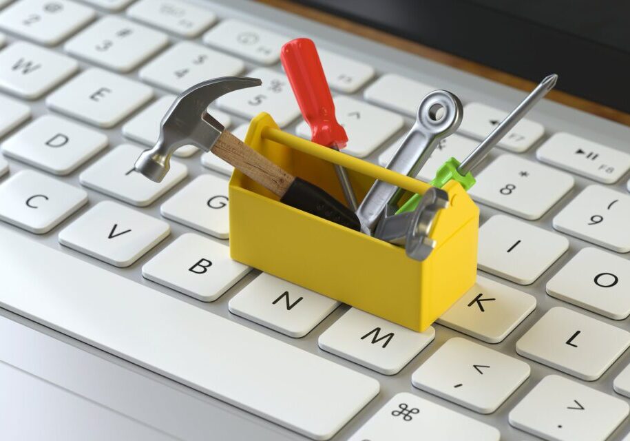 toolbox on a keyboard representing a website audit